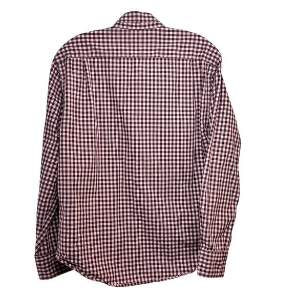 Bonobos Button Down Shirt Men's Medium Short Pink Wine Gingham 100% Cotton L/S - Picture 2 of 4